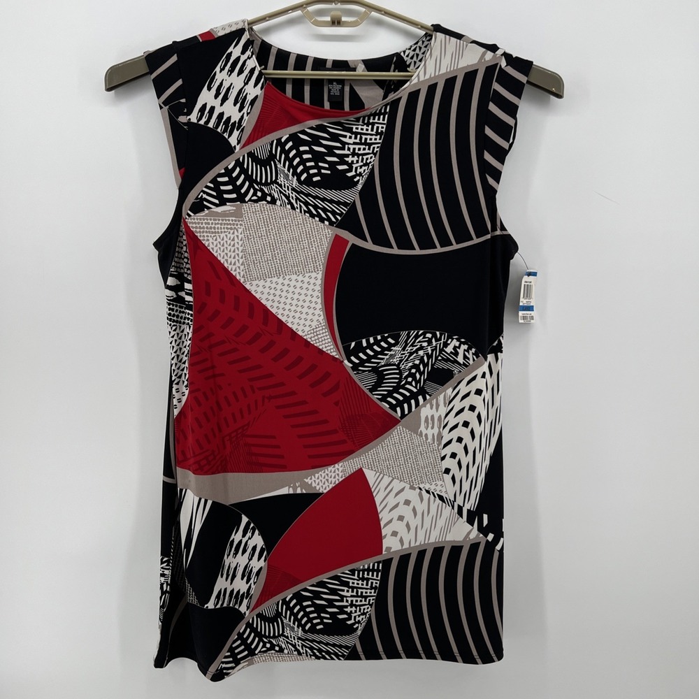 NWT Alfani Womens Dress Sleeveless Red Black White Size XL Stretch